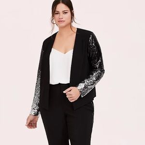 BLACK OMBRE SILVER SEQUIN SLEEVE BLAZER
